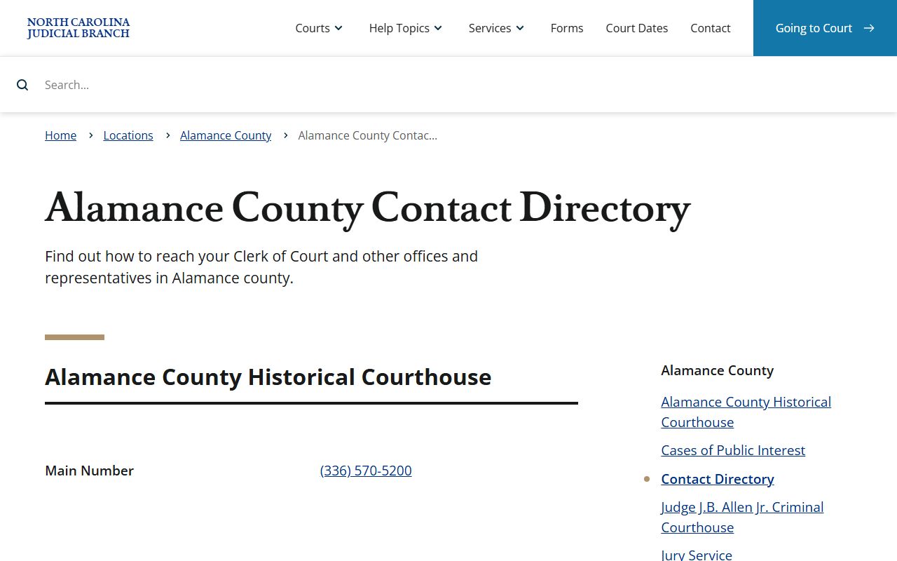 Alamance County divorce records contact directory