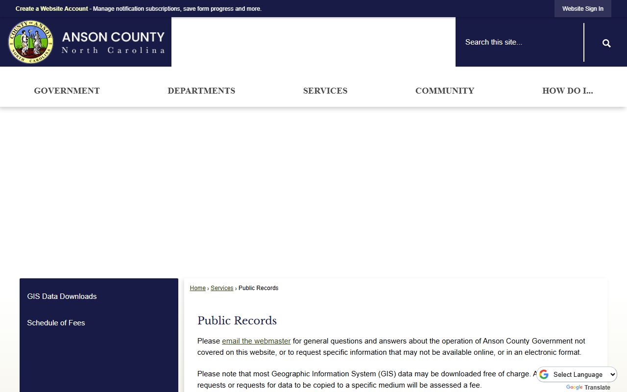 Anson County divorce records public records page