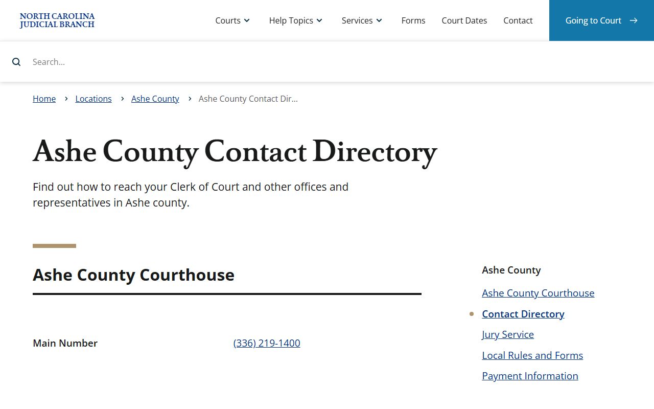 Ashe County divorce records contact directory