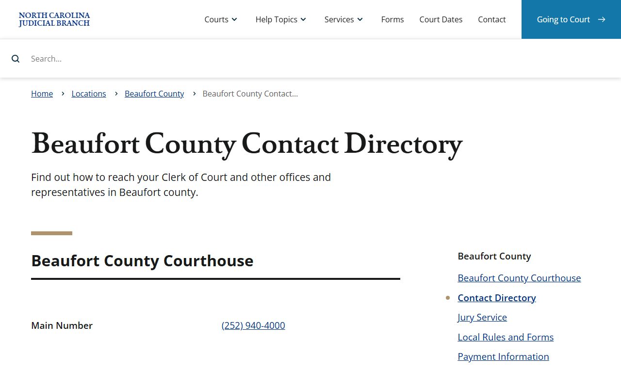 Beaufort County divorce records contact directory