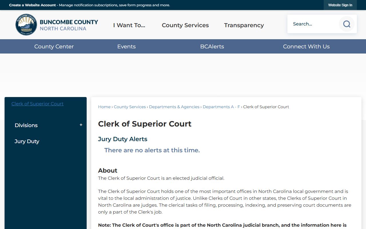 Buncombe County divorce records clerk of superior court