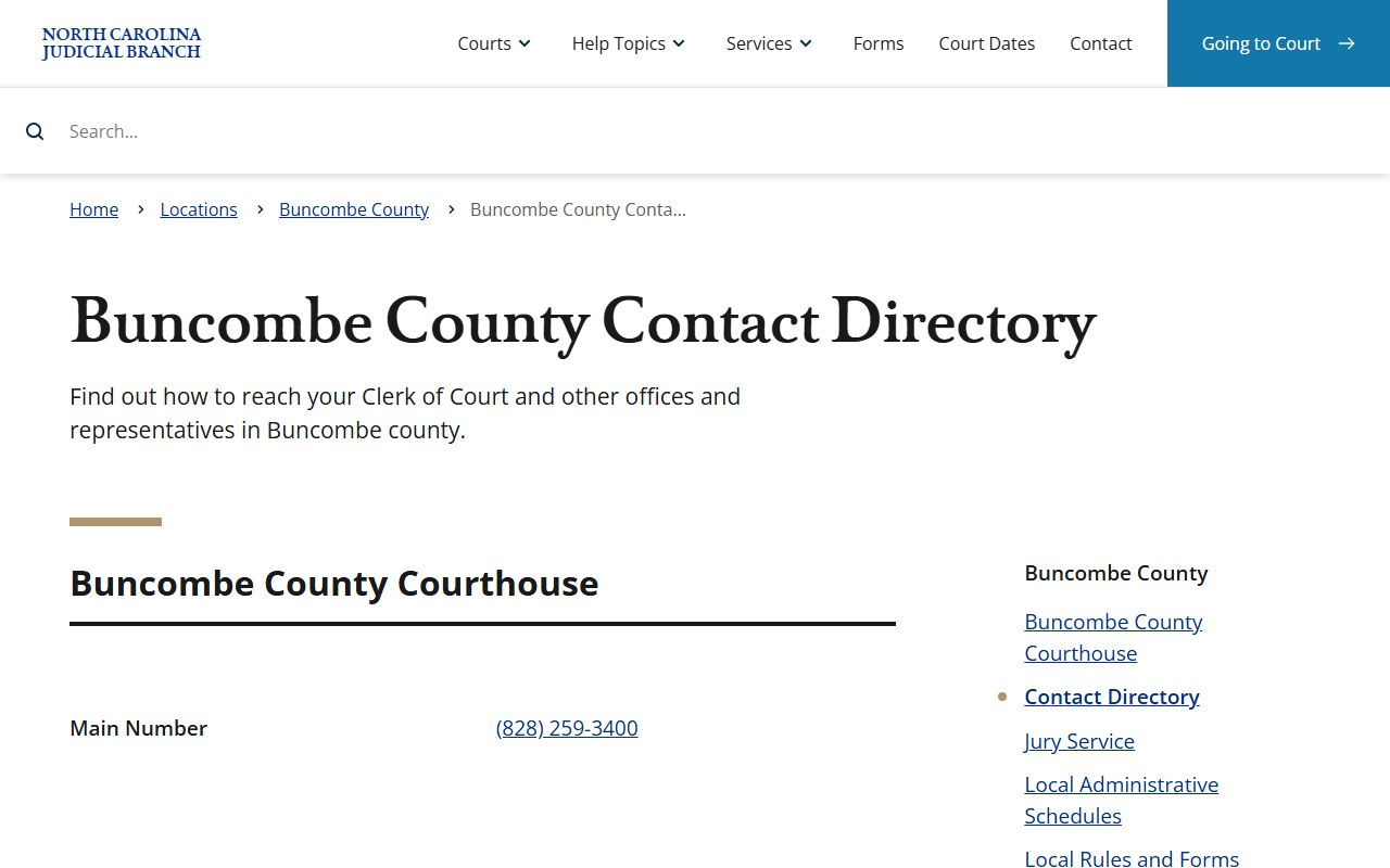 Buncombe County divorce records contact directory