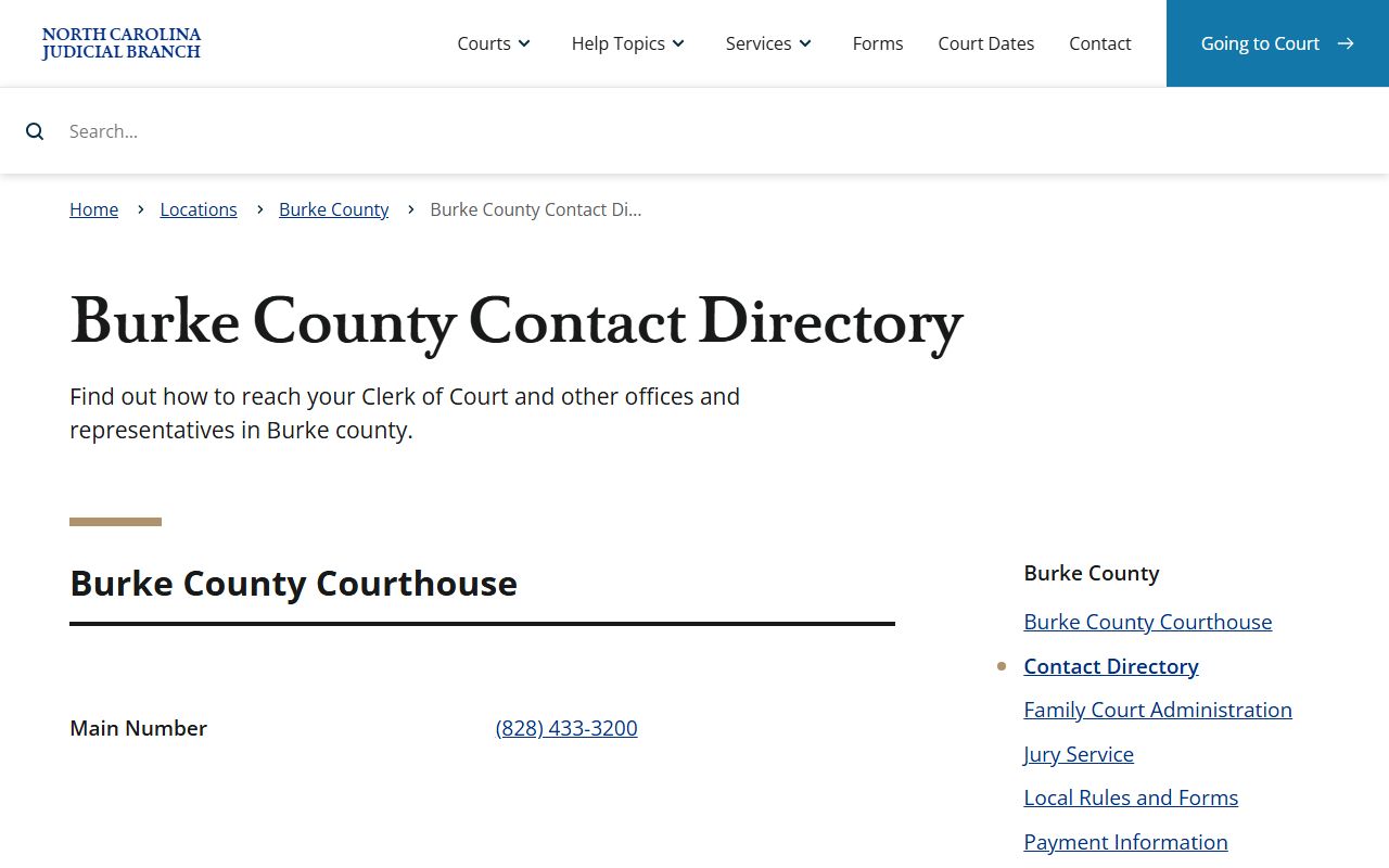 Burke County divorce records contact directory
