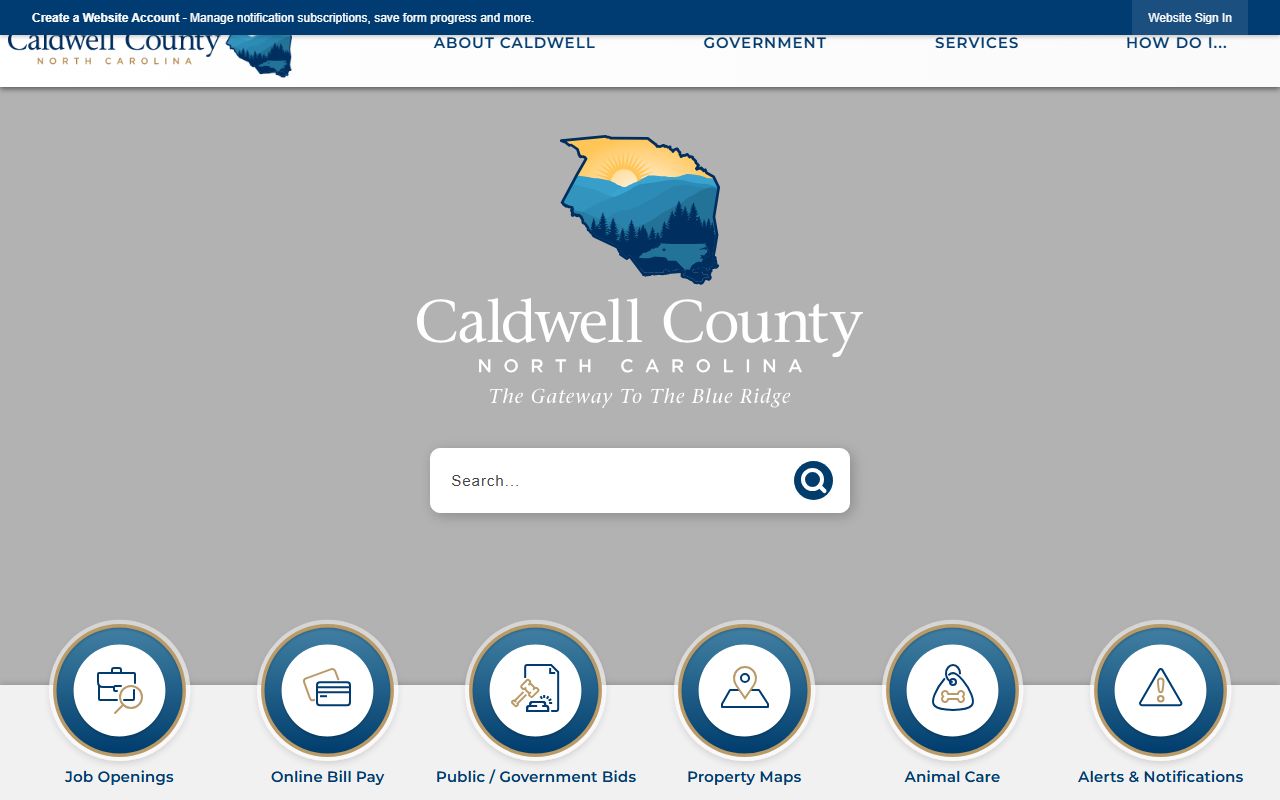 Caldwell County government website for divorce records