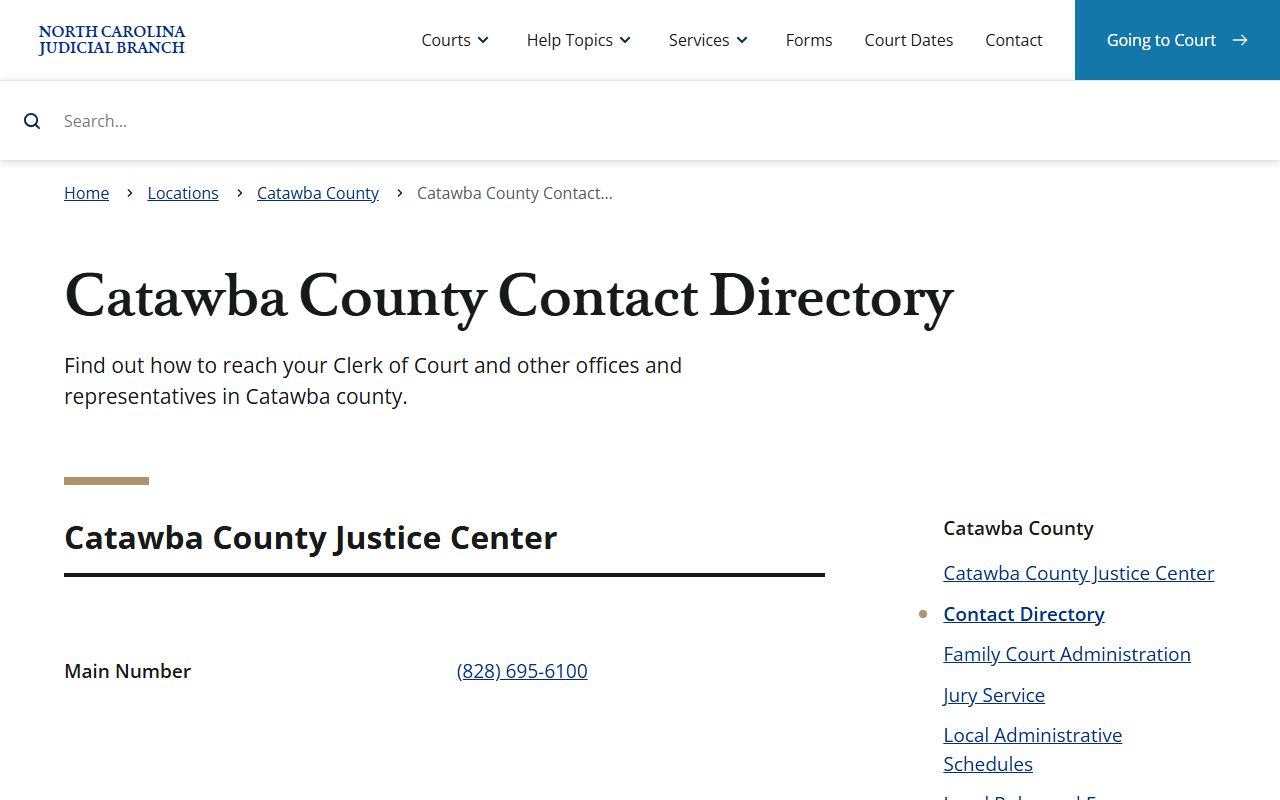 Catawba County divorce records contact directory