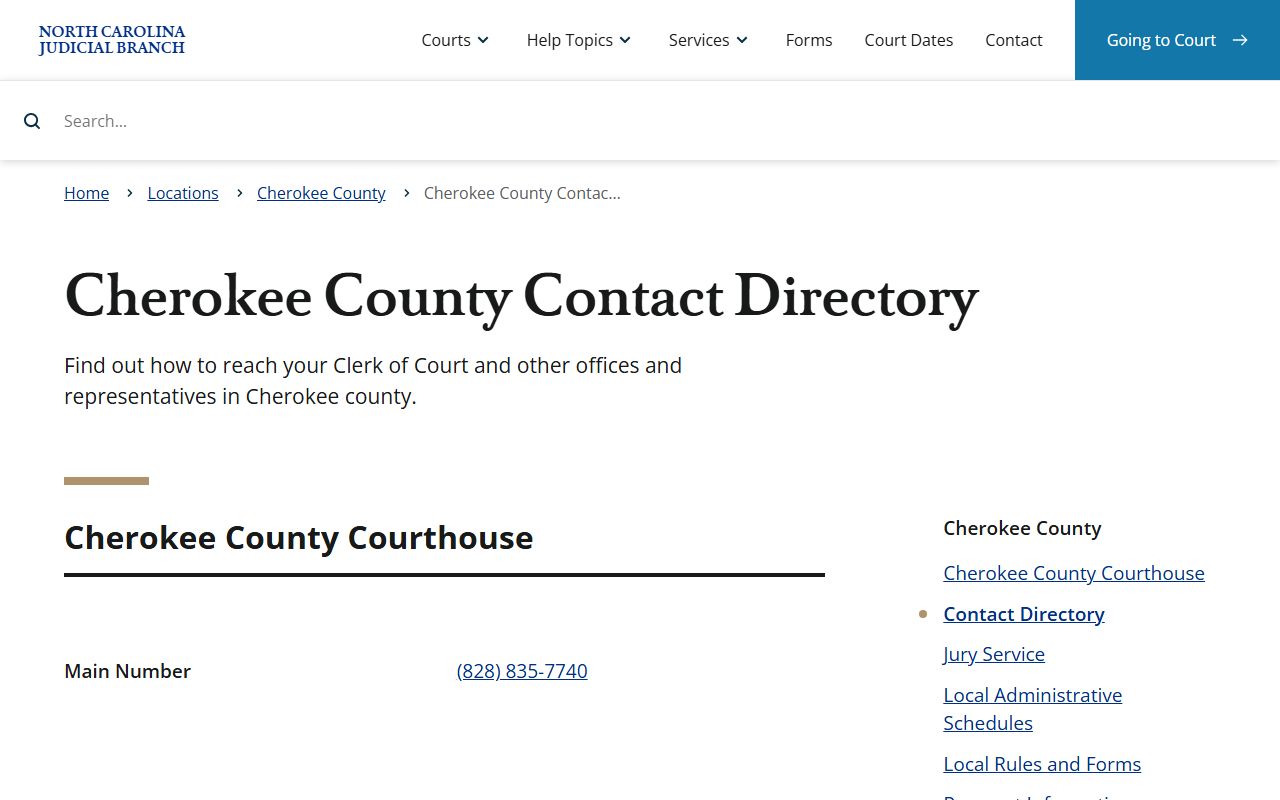 Cherokee County divorce records contact directory