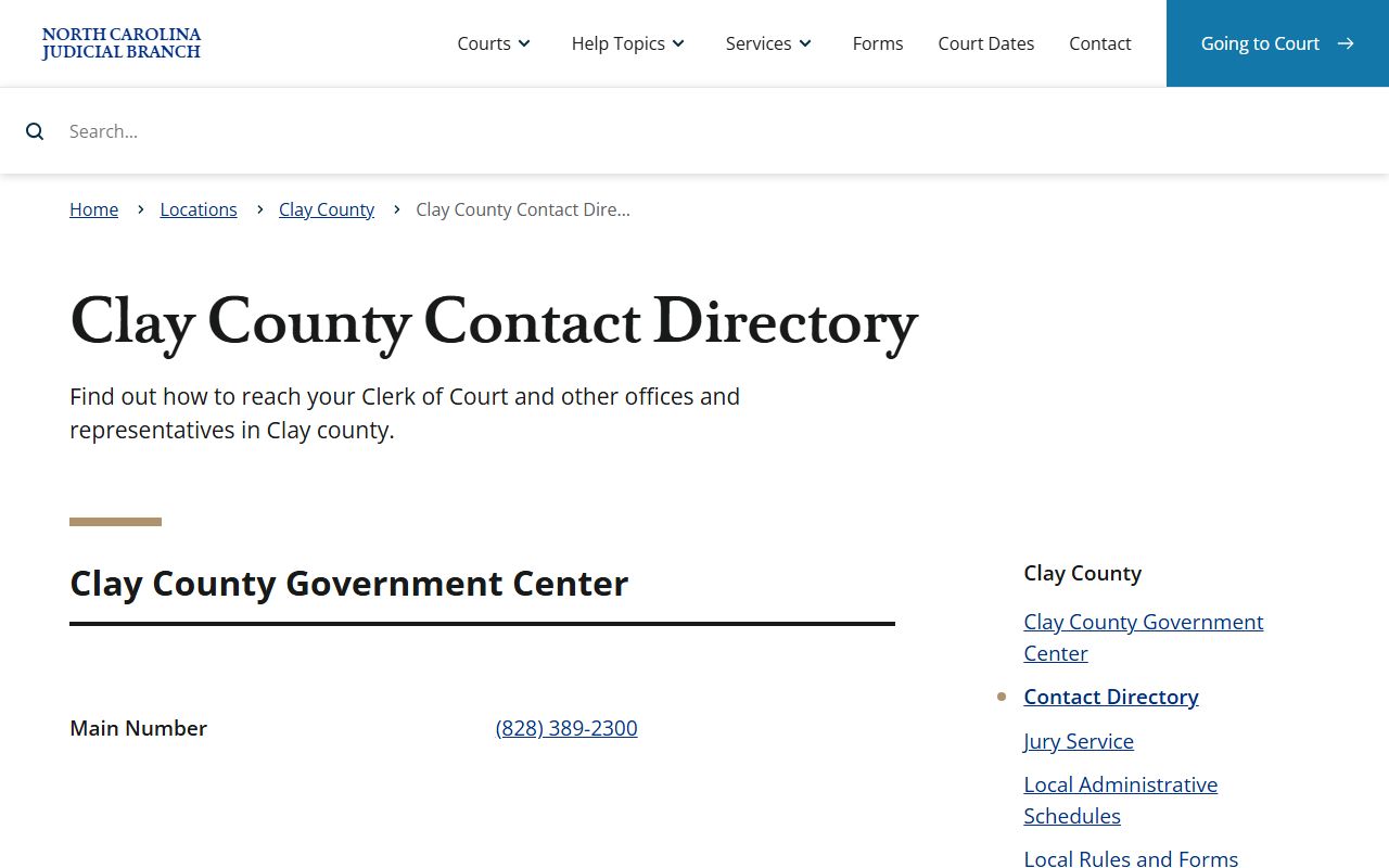 Clay County divorce records contact directory