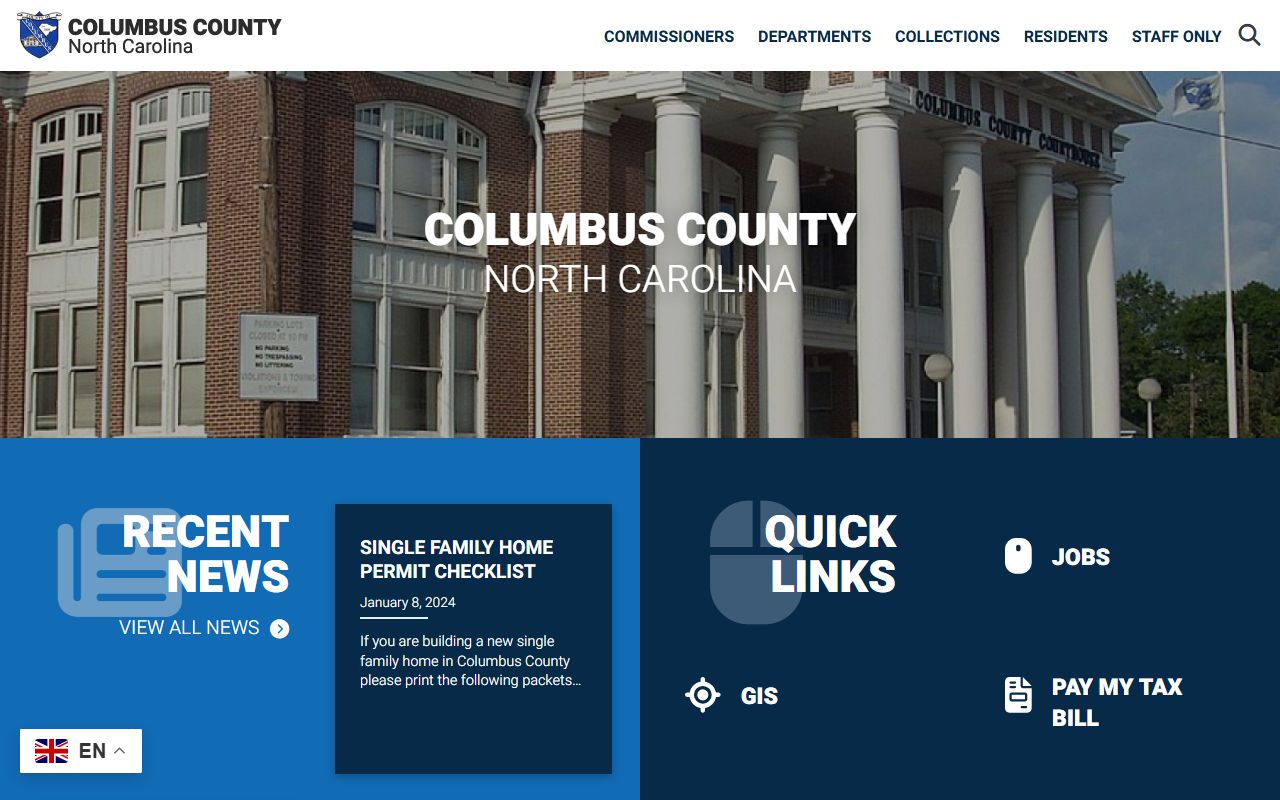 Columbus County government website for divorce records