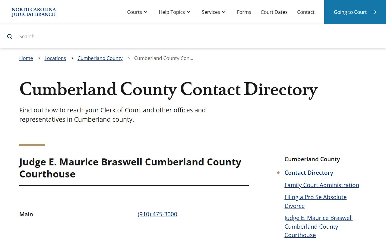 Cumberland County divorce records contact directory