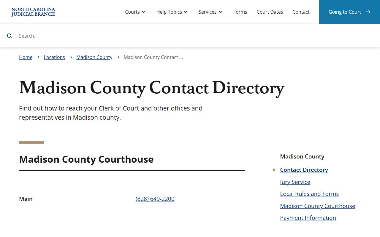 Madison County divorce records contact directory