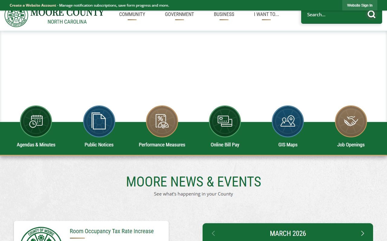 Moore County divorce records government website homepage