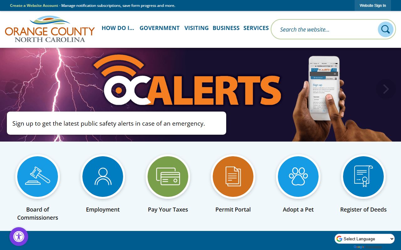 Orange County divorce records government website homepage