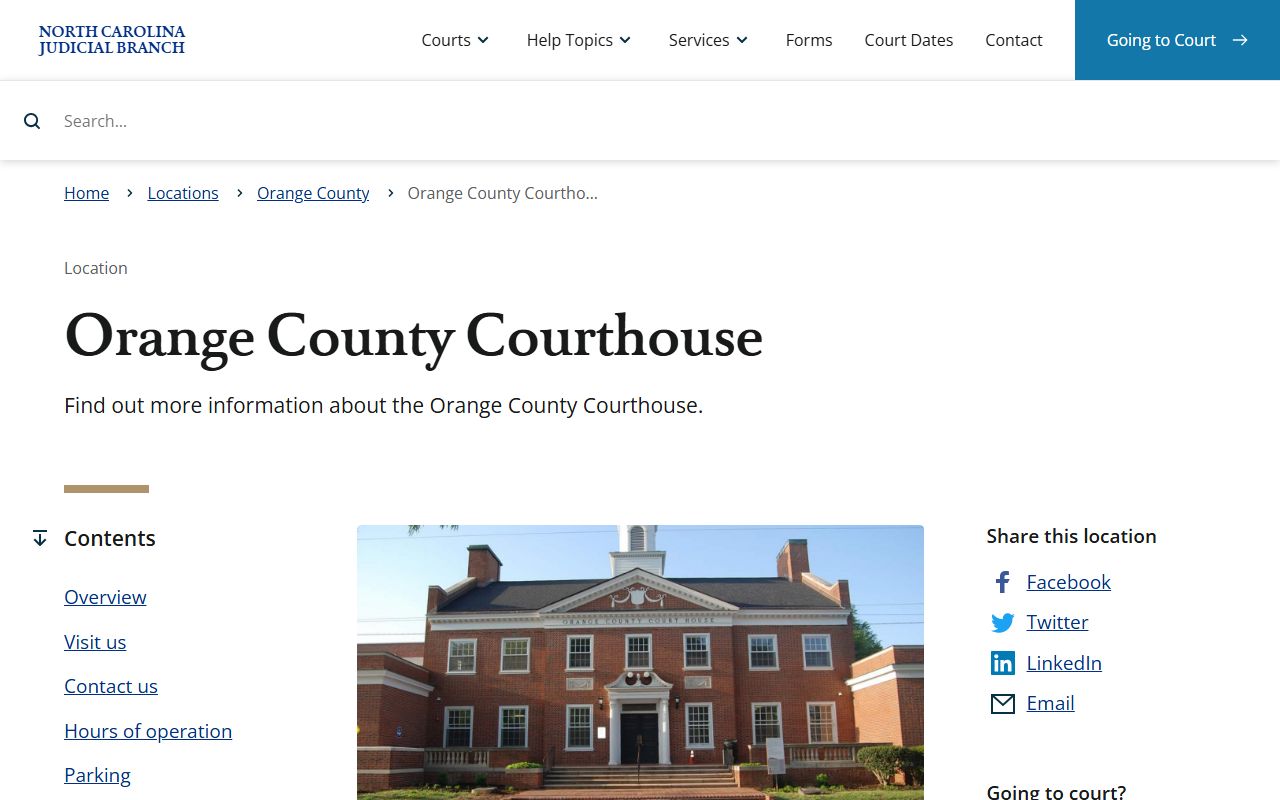 Orange County courthouse resources for Chapel Hill divorce records