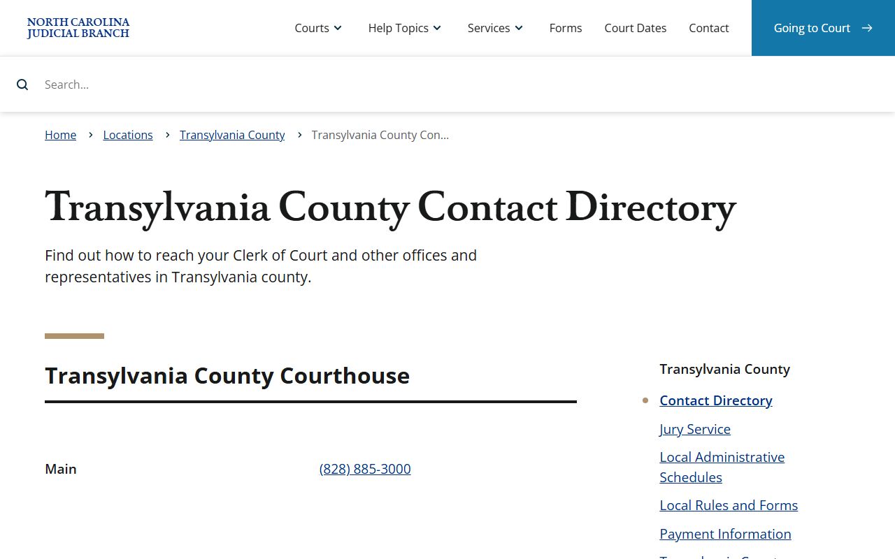 Transylvania County divorce records contact directory