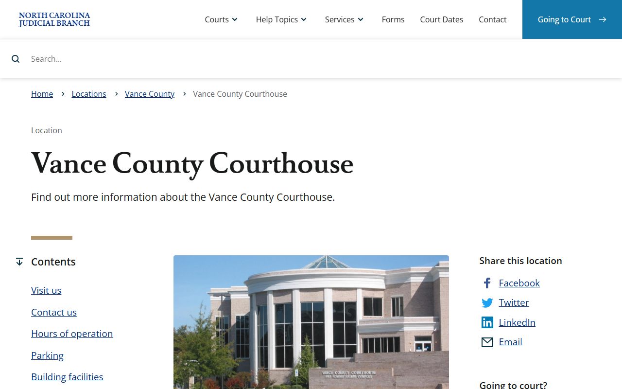 Vance County divorce records courthouse resource