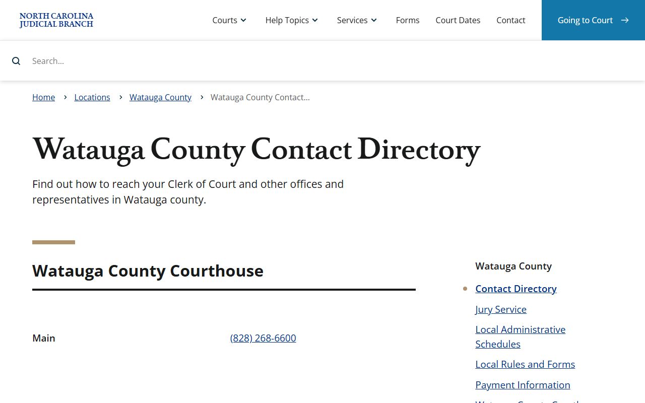 Watauga County divorce records contact directory