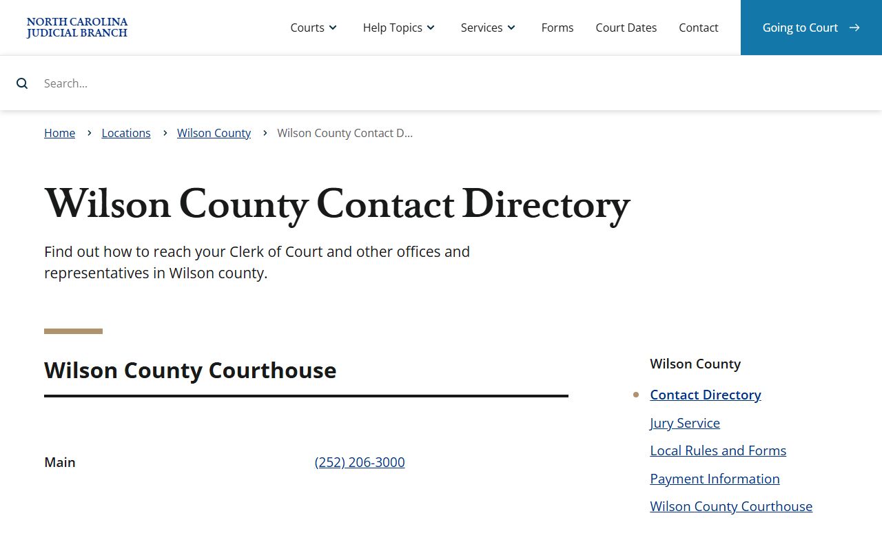 Wilson County divorce records contact directory